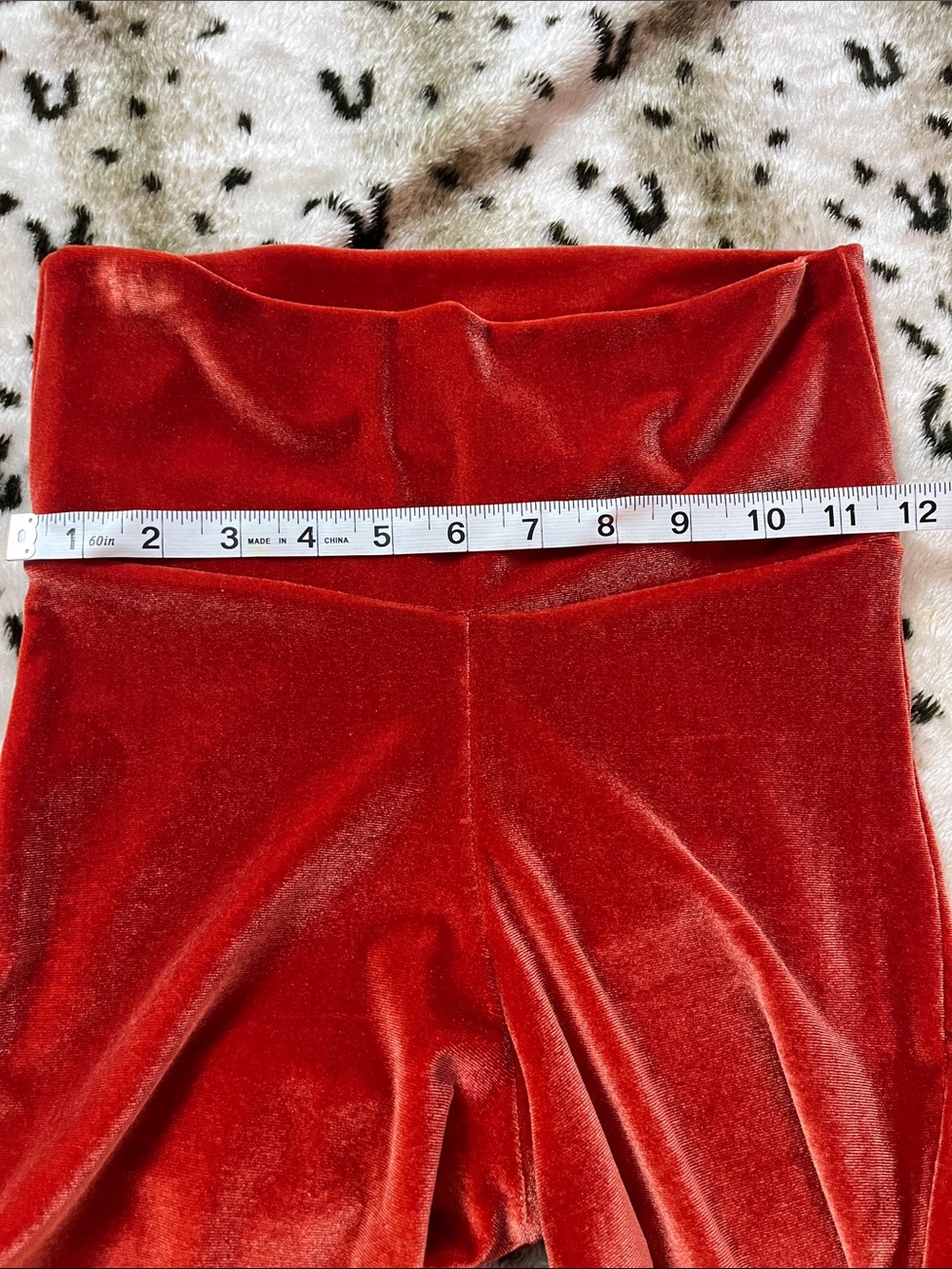 Amber-Orange Velvet High-Waist Flare Pants - Picture 5 of 9